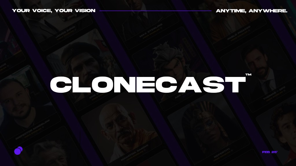 CloneCast pitch deck slide 1