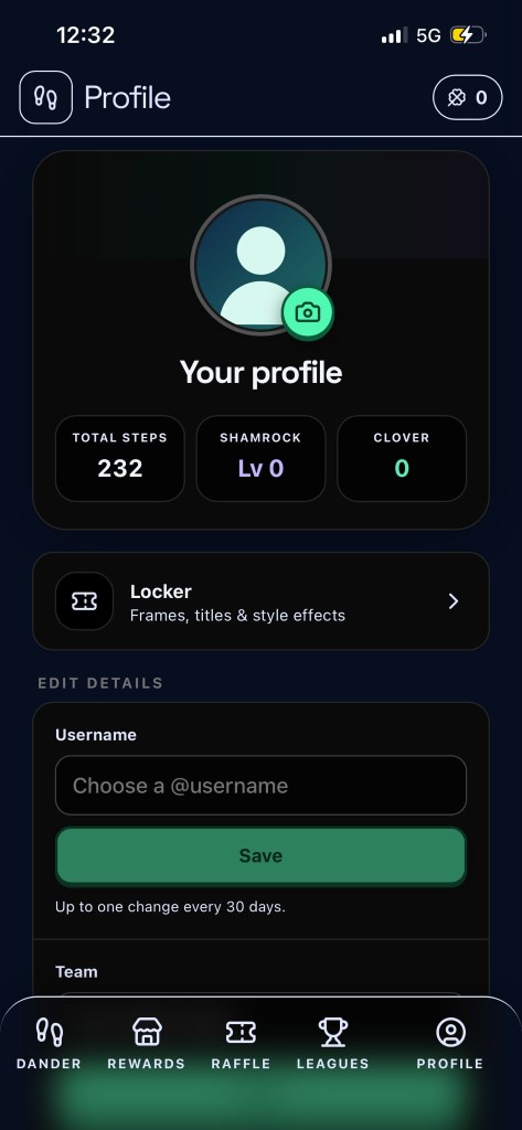 Dander profile screen